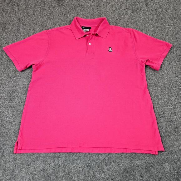 Psycho Bunny Polo Shirt Size 7 XL Pink Cotton Embroidered Bunny Logo Preppy - Picture 1 of 7
